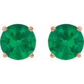 14K Rose 8 mm Lab-Grown Emerald Stud Earrings